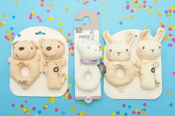 cadeau naissance personnalisé, 3 choix de hochet bebe ours , lapin, licorne