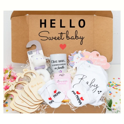 Cadeau naissance personnalisé  | COFFRET CADEAU HELLO BABY