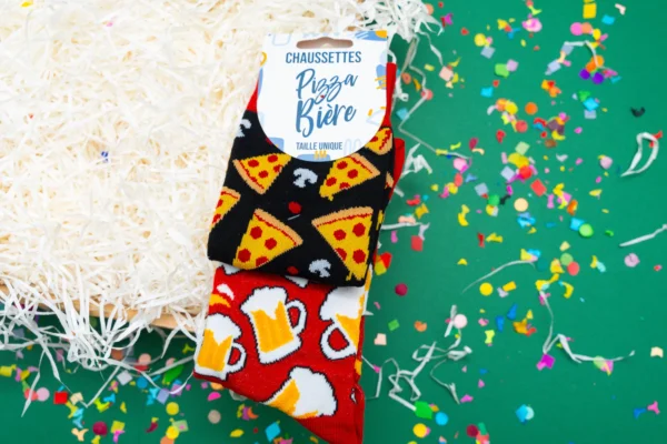 Chaussettes pizza et biére